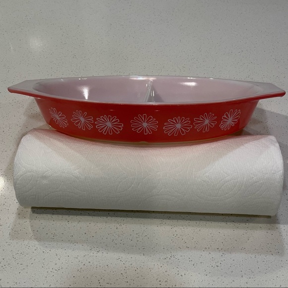 Pyrex Other - Vintage Pyrex 💕Pink💕 & White Daisy Divided Casserole Dish